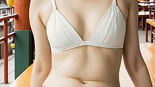 唐人街中国内衣模特秀可爱套装光脚姿势