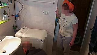 Emotional longing builds as mature wife surrenders to repairman's passion while husband slumbers