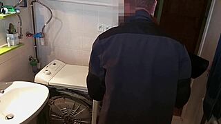 Emotional longing builds as mature wife surrenders to repairman's passion while husband slumbers