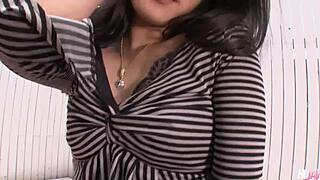 Japanese milf kaede kuroki takes dick through her ripped jeans and gets creampie.