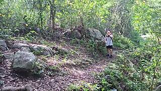 hikers get lost in the jungle and have sex in the open air with big clit and swollen pussy