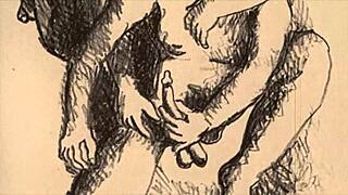 vintage erotic drawings of antique cartoon retro scenes