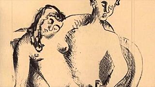 vintage erotic drawings of antique cartoon retro scenes