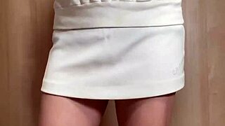 japanese teen in tennis uniform with buttplug and anal play
