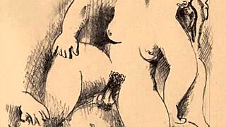 vintage erotic drawings of antique cartoon retro scenes