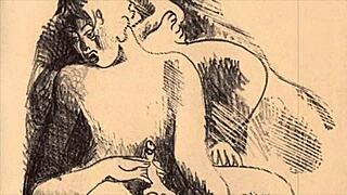 vintage erotic drawings of antique cartoon retro scenes