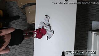 teen in shiny leggings faces rough cop gangbang denial