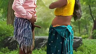 Bhabhi enjoys a forest encounter with her partner.