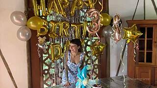 the best birthday surprise with a real cock filling my ass with milk