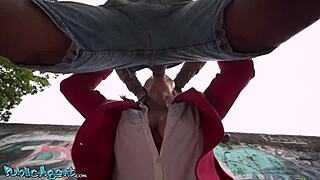 Polish Milf Boss Craves Big Dick in Public POV, Caught in Sloppy Blowjob Outdoors