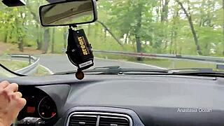 intense office lunch break turns into wild car jerk session for boss