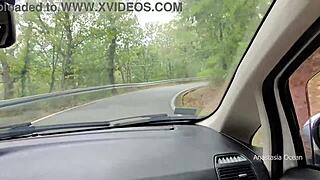 intense office lunch break turns into wild car jerk session for boss