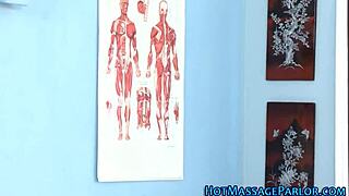 Feeling relaxed with lingerie masseuse tugging