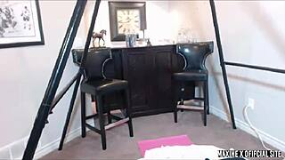 maxine x in a college uniform explores dildo play with her asian features