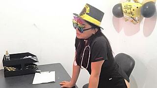 I am the hot office worker preparing an anal plug to play with my horny buttocks