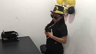 I am the hot office worker preparing an anal plug to play with my horny buttocks