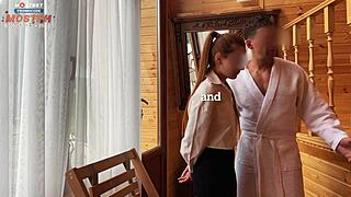 the client called the receptionist made her take a bath and suck his cock 😏