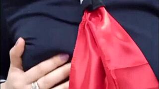 horny girl shows small tits