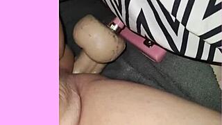 ladyboy rides dildo machine for anal fun