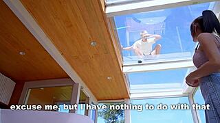 ooops these shorts are way too short handyman gets lucky with a shaking squirting pussy - footjob foot fetish