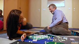 babe begs for grandpa's cock hardcore fuck tight pussy then swallows cum!