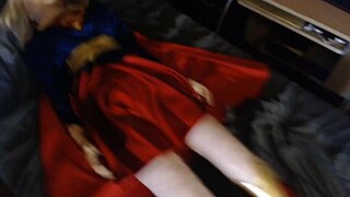 guy thrusts deep into supergirl doll for marathon assfucking session