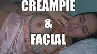 whoa check this hottie with tats on huge tits in leather getting POV pounded till creampie
