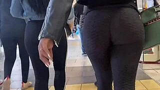 yoga pants hug that big ass perfectly in hidden candid shots all season