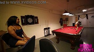 that petite black teen 18+ in blumers gets slammed on the pool table by the green-eyed stud till she moans