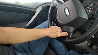 uber ride turns into neighbor wife's teasing car blowjob swallow