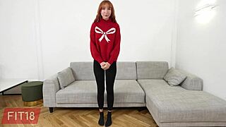 lilly mays auditions in fit18 as tall skinny latvian redhead bodysuit