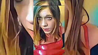 hot shemale strips underwear in bathroom teasing her huge bulge