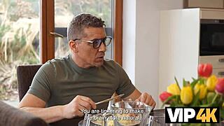 VIP4K Bimbo Blonde Cheats with Daddy on Big Ass Shaved Pussy