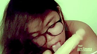 who wants cute filipina emma sucking your big dildo next?