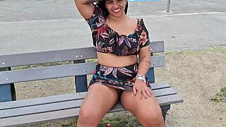 WOW, Corninho Shows Off Wife's Hairy Pussy On Street Beach And Market For Everyone!?