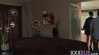 perfect ass milf masseuse gives footjob and sucks monster cock before guy pounds her tight pussy hardcore