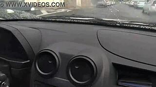 uber ride turns into neighbor wife's teasing car blowjob swallow