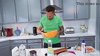 neighbor wants my hot pie so bad will you watch me serve it up with choking and deepthroat in the kitchen?