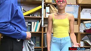 ebony teen thief's cameltoe gets punished hard 🍑😈