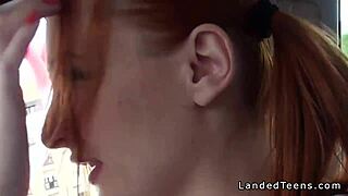 Redhead Cheerleader Hitchhiker Fucks Stranger Outdoors in Public POV