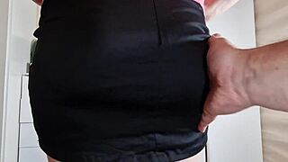 Stepmom Lifts Skirt for Stepson's Private Miniskirt Ass Inspection!