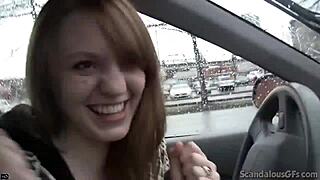 naughty jenny spots a dick in public and drops to suck it off with a handjob till cum in mouth