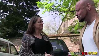 german milf's huge tits bounce wildly during intense doggystyle pounding