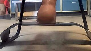 Huge Hankeys Dildo Stretches Ass on Bouncy Chair!!