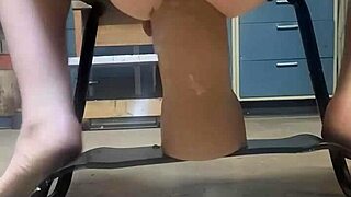 Huge Hankeys Dildo Stretches Ass on Bouncy Chair!!