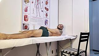 patient gets hard during exam can't hold back in front of sexy nurse teasing him with dirty talk and uniform