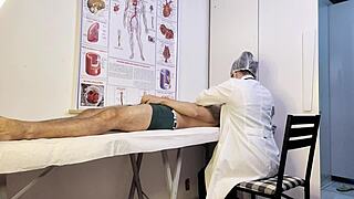 patient gets hard during exam can't hold back in front of sexy nurse teasing him with dirty talk and uniform