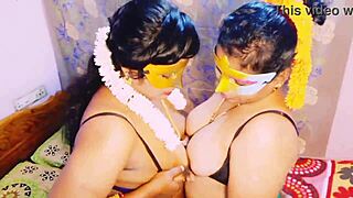 Indian Aunty in Saree Dirty Talks Lesbian with Daughter-in-Law Big Natural Tits