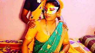 Indian Aunty in Saree Dirty Talks Lesbian with Daughter-in-Law Big Natural Tits