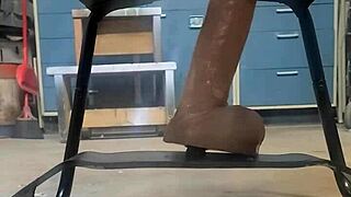 Huge Hankeys Dildo Stretches Ass on Bouncy Chair!!